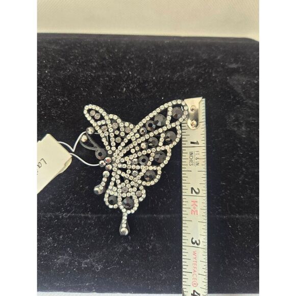 Laila Rowe Black/White Rhinestone Butterfly Brooch Pin - Picture 5 of 6